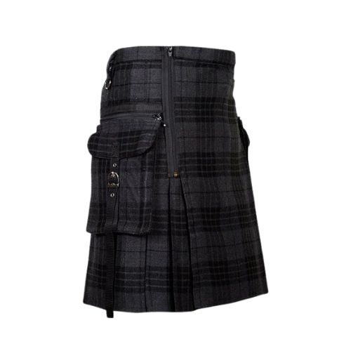 Punk Gothic Night Watch Tartan Utility Kilt