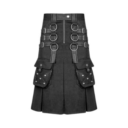 Black Gothic Utility Kilt with O-rings