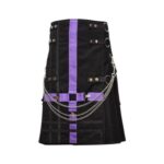 Black Gothic Utility Kilt with Purple Cross Straps