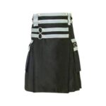 Black Utility Kilt with Stylish Flap Pockets