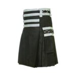 Black Utility Kilt with Stylish Flap Pockets