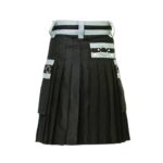 Black Utility Kilt with Stylish Flap Pockets