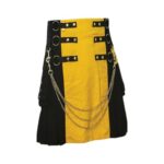 Black and Yellow Utility Kilt with Detachable Apron - Image 2