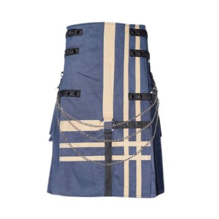 Blue Fashion Utility Kilt With Chains