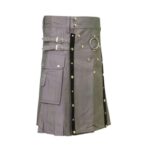 Gothic Grey Belted Utility Kilt
