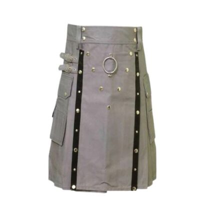 Gothic Grey Belted Utility Kilt