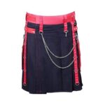 High-Quality Scottish Gothic Kilt in Black and Pink-Red
