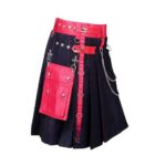 High-Quality Scottish Gothic Kilt in Black and Pink-Red - Image 2