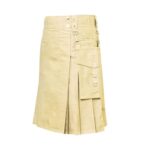 Khaki Utility Kilt with Detachable Pockets