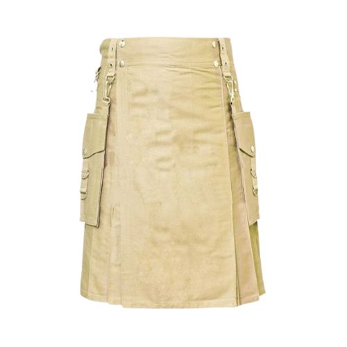 Khaki Utility Kilt with Detachable Pockets Khaki Utility Kilt with Detachable Pockets