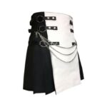 Men's White and Black Gothic Hybrid Kilt