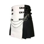 Men's White and Black Gothic Hybrid Kilt