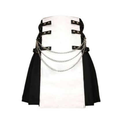 Men's White and Black Gothic Hybrid Kilt
