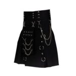 Modern Black Gothic Kilt with Detachable Pocket