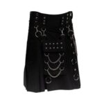 Modern Black Gothic Kilt with Detachable Pocket