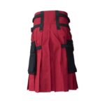 Red Gothic Utility Kilt with Cross Straps and Black Apron