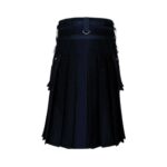 Stylish Black Utility Kilt with Decorated Apron