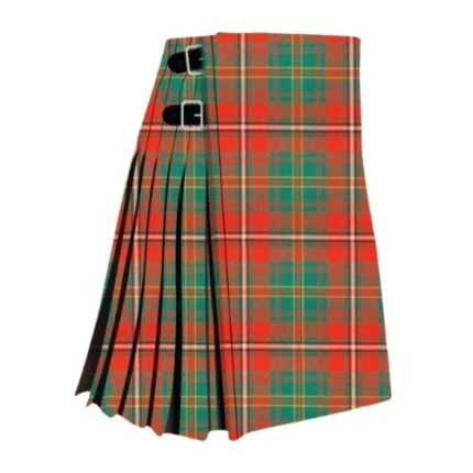 Ancient Hay Tartan Kilt with Leather Buckle Straps