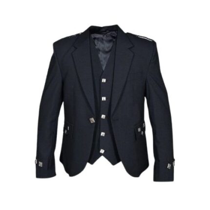 Black Argyle-Jacket with 5 Button Vest