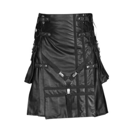 Black Leather Gothic Kilt