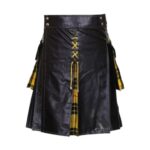 Black Leather Hybrid Kilt with Macleod of Lewis