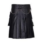 Black Leather Kilt with Silver Chains - Image 3