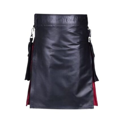 Black Rainbow Pleats Leather Kilt