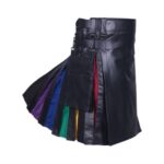 Black Rainbow Pleats Leather Kilt - Image 2