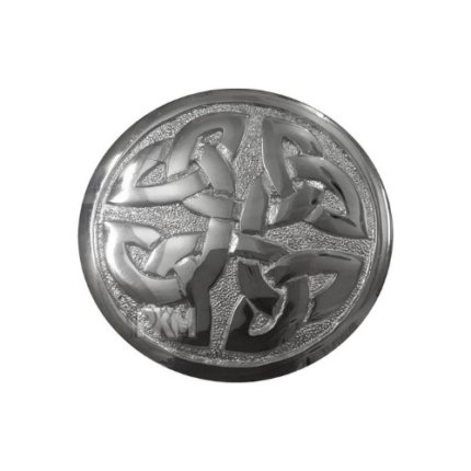 Celtic Knot Chrome Finish Fly Plaid Piper Brooch