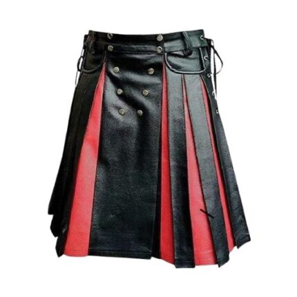 Leather Gladiator Kilt (Black and Red)