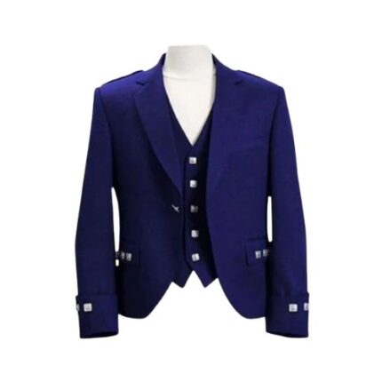 Navy Blue Argyle Kilt Jacket with 5 Button Vest